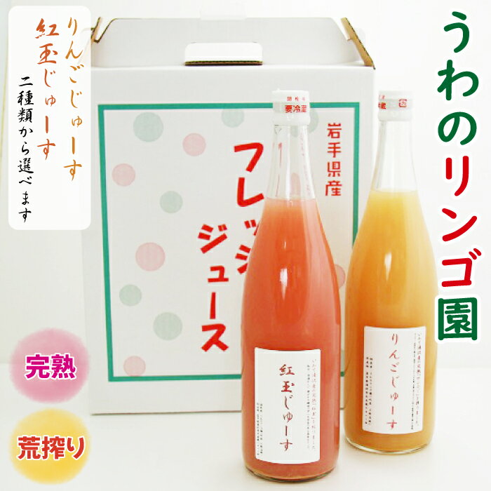 【ふるさと納税】 りんごジュース おすすめ 720ml ／サンふじ サンフジ 紅玉 りんご リンゴ 林檎 アップル ジュース 林檎ジュース アップルジュース ストレートジュース お取り寄せ 果汁100％ 果物 くだもの フルーツ ドリンク 国産 岩手県 滝沢市 送料無料 うわのリンゴ園