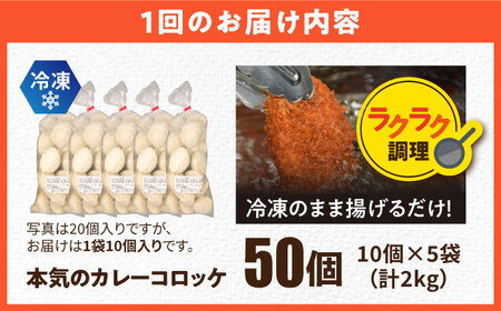 【全3回定期便】三富屋さんの本気のカレーコロッケ50個 2.0kg【三富屋商事株式会社】[AKFJ077]