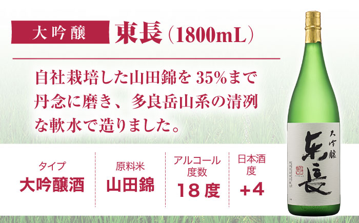 【6回定期便】大吟醸 東長 1.8L【瀬頭酒造】 [NAH072] 日本酒 酒 地酒 東長 佐賀県 嬉野市