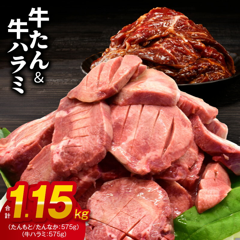 【ふるさと納税】訳あり 牛タン 牛ハラミ 暴れ盛り 総量 1.15kg 各 575g 小分け 牛肉 お肉 牛 塩タン タン ハラミ サイズ不揃い 焼き肉 BBQ 肉コンシェルジュ厳選 大阪府 泉佐野市 冷凍 お取り寄せ お取り寄せグルメ 肉の泉佐野