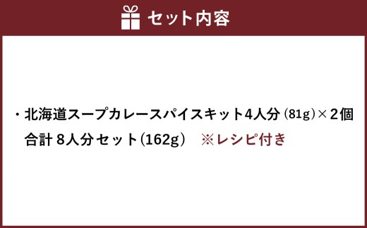 北海道スープカレー スパイス キット 4人分×2個 （81g×2個） 合計8人分セット （合計162g） ／ レシピ付き スープカレー カレー 手作り 簡単調理 セット 北海道 北広島市 常温