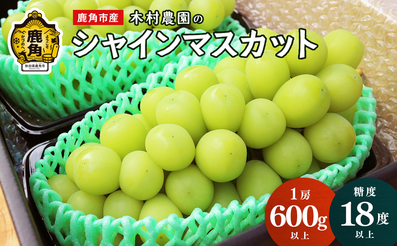 
                  《 先行予約 》令和8年産 「シャインマスカット」600g以上【木村農園】●2026年9月中旬発送開始 高糖度 甘い ぶどう ブドウ 葡萄 シャインマスカット まるごと 皮ごと 食べやすい ブドウ 秋田県産 鹿角産 ギフト 贈り物 プレゼント
                