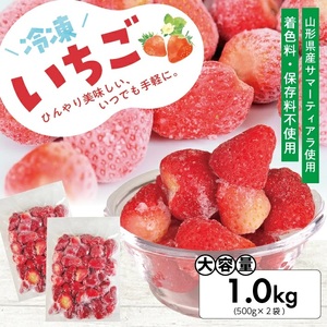 冷凍いちご1.0kg(500g×2袋) 山形県産 冷凍便 ※離島発送不可 冷凍 冷凍フルーツ いちご イチゴ 苺 サマーティアラ フルーツ ジャム ジュース スムージー 小分け お菓子作り ゆざ食彩工房 遊佐町 庄内 東北 [1431IC1000G]