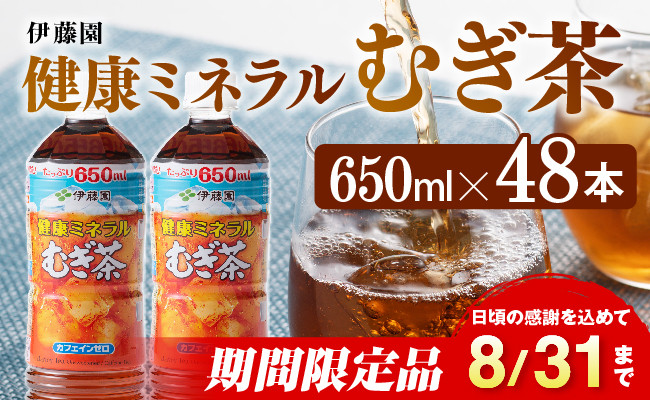 
            ※2025/08/31まで※健康ミネラル むぎ茶650ml×48本PET 飲料類 お茶 麦茶
          