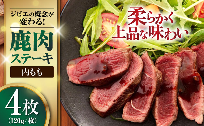 
鹿肉 内もも120g×4枚《喜茂別町》【EBIJIN】 ジビエ 鹿 モモ ステーキ ステーキ用 赤身 冷凍 冷凍配送 [AJAO035]
