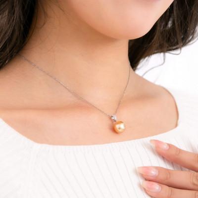 ふるさと納税 神戸市 【星涼し】ゴールデンパール(南洋真珠) ダイヤモンド PT900 プラチナ ペンダントトップ |  | 03