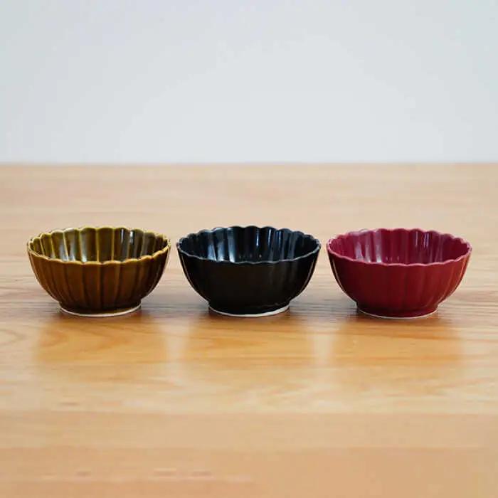 【波佐見焼】花しのぎ 丸小付 小鉢 （鶯茶・墨・紅） 3点セット 食器 皿 【団陶器】 [PB98] 波佐見焼