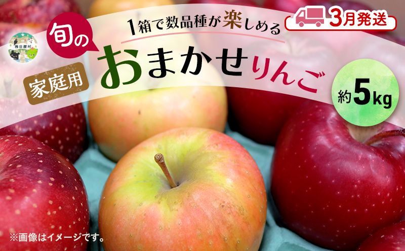 りんご 【3月発送】 家庭用 旬のりんご 品種おまかせ 約 5kg 2品種～4品種　リンゴ 林檎 青森りんご アップル おまかせ ランダム フルーツ 果物 デザート 旬 季節限定 産地直送 青森県産 