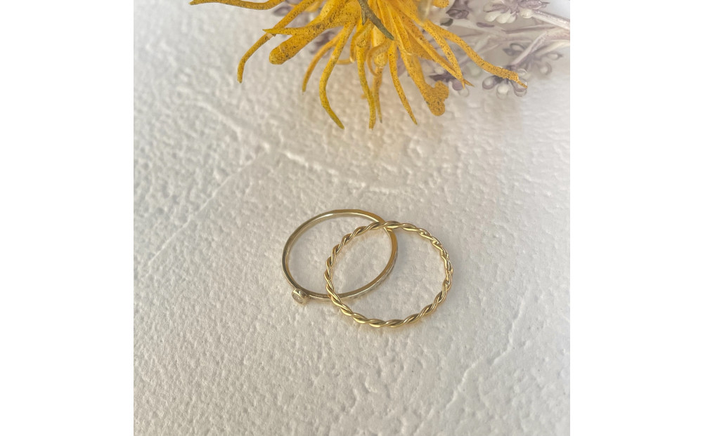 K18 ねじねじリング（ハンドメイド）【サイズ：2号】