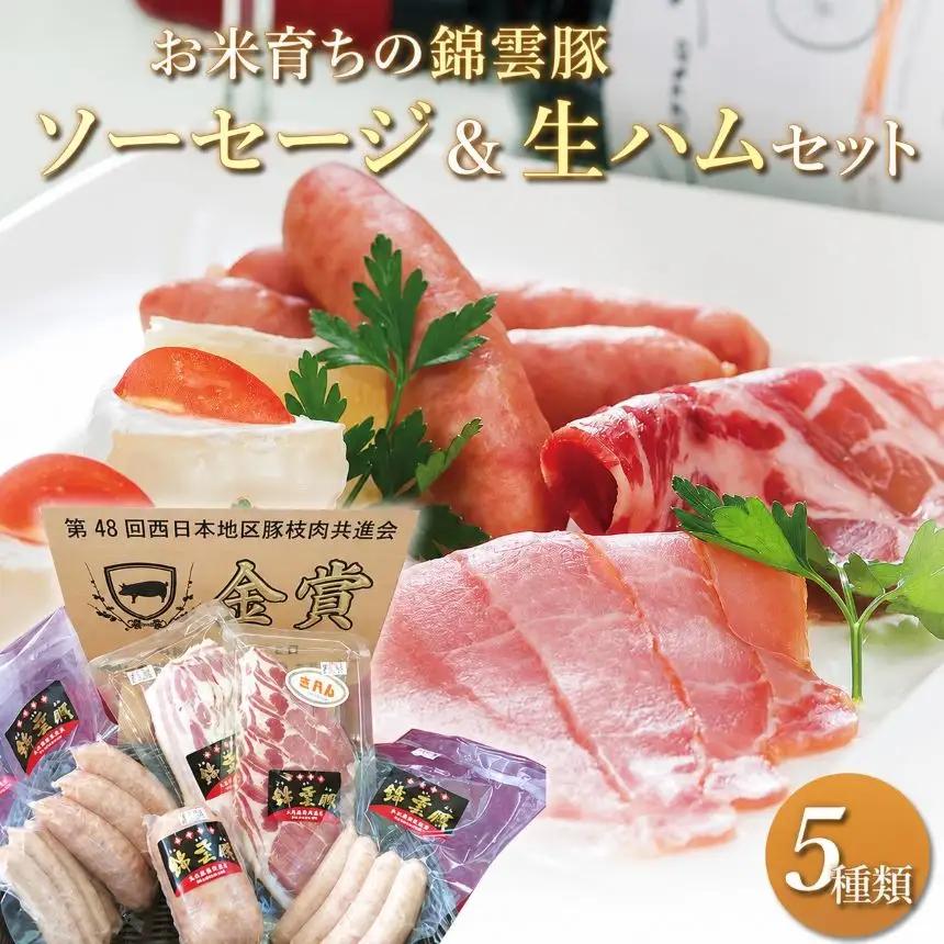 錦雲豚ソーセージ 絶品生ハム入り セット 5種類 合計875g　【ブランド豚】
