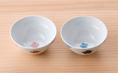 【波佐見焼】ミニ丼 3つ盛り皿 ペアセット 梅柄 青・赤 計4点【大新窯】[DC172]