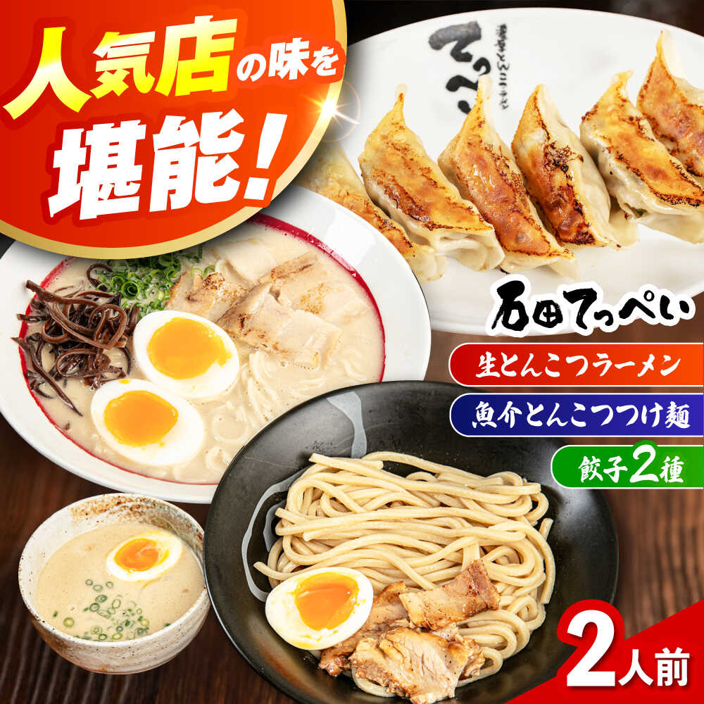 【ふるさと納税】石田てっぺい 濃厚とんこつ つけ麺・ラーメン・餃子2種 2人前セット ラーメン セット 濃厚 魚介 とんこつ つけめん チャーシュー 餃子 ギョウザ ぎょうざ 贈答 ギフト プレゼント 人気 定番 特産品 取り寄せ 大阪 高槻 大阪府高槻市/無人屋[AOCX045]