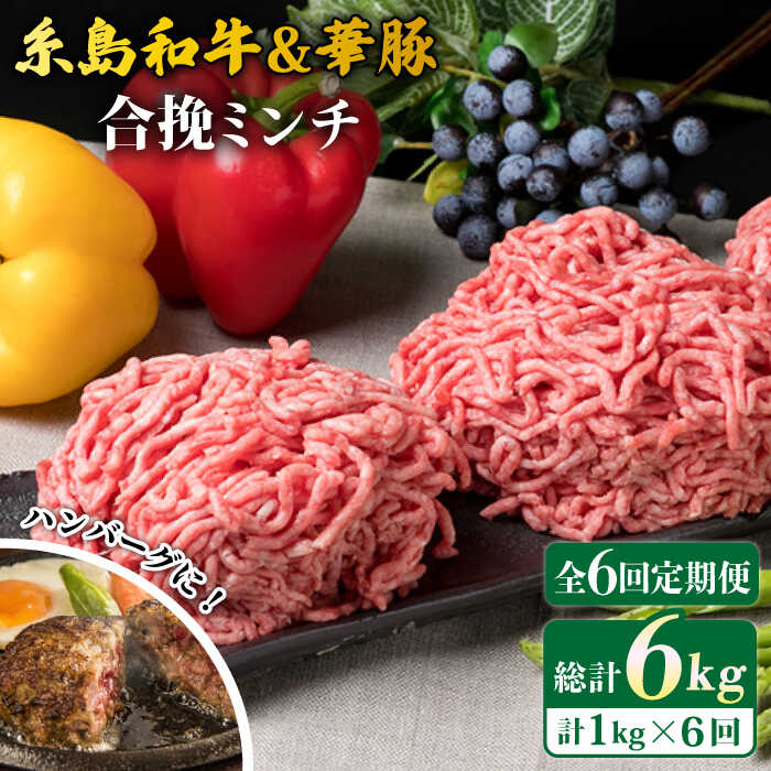 【ふるさと納税】【全6回定期便】糸島和牛 糸島豚 合挽ミンチ 500g×2p 計1kg 糸島ミートデリ工房 [ACA258] 58000円