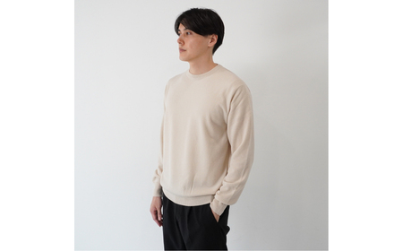 ベビーカシミヤ　クルーネック　メンズ　Mサイズ　【ベージュ】 【178002-2】 ｶｼﾐﾔ 天然素材 ｾｰﾀｰ 服 国産 国内製造 ﾍﾞﾋﾞｰｶｼﾐﾔ