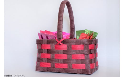 クラフトバンド バック アレンジバスケット 赤茶 [cafe‘gallery美蔵 山形県 高畠町 tk06ayt080006] かごバック 収納 おしゃれ アレンジ ハンドメイド