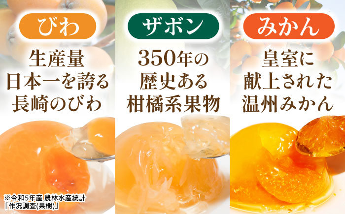 【最速発送】長崎旬彩12個入り×3セット / ゼリー みかん ミカン ザボン びわ 果汁 / 諫早市 / 有限会社あじさい [AHAH005] スピード 最短 最速 発送
