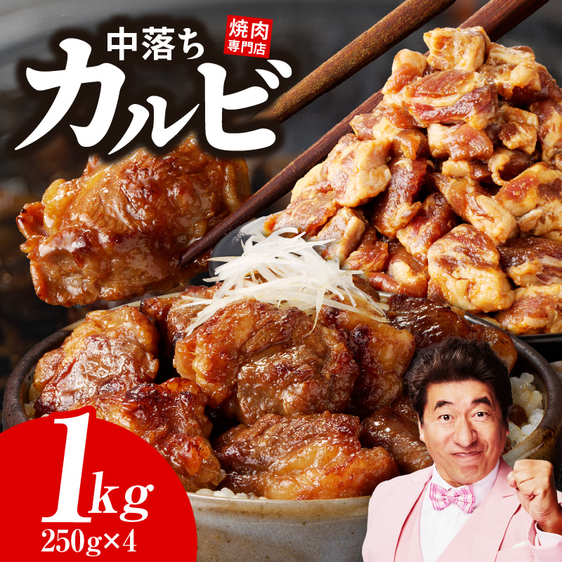焼き肉専門店 自家製タレ漬け 中落ちカルビ 総量1kg 小分け 250g×4 015B471