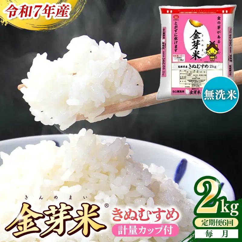 【定期便】BG無洗米・金芽米きぬむすめ 2kg×6ヵ月 （毎月）計量カップ付き【令和8年産 6ヶ月 時短 健康 米 BG 無洗米 計12kg 精米 半年間 島根県産 節水 時短 アウトドア キャンプ 東洋ライス おすすめ 島根県 安来市】【36-SS-24】