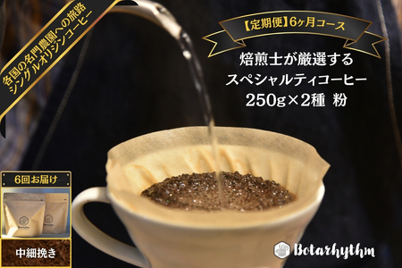 【定期便】スペシャルティコーヒー豆 焙煎士セレクト 250g×2種【粉】 6ヶ月 mi0043-0006  珈琲 ｾｯﾄ コーヒー 豆 浅煎り 深煎り