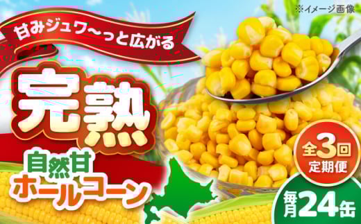 【全3回定期便】【北海道産】 自然甘ホールコーン 24缶（C7号缶）《喜茂別町》【きもべつ観光協会】 コーン コーン缶 とうもろこし トウモロコシ 北海道 常温 常温配送 [AJAG024]