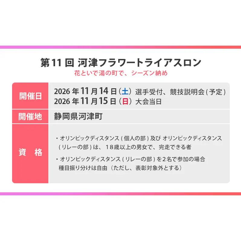 第11回河津フラワートライアスロン参加権+河津町内宿泊補助券（5,000円分） 【個人の部51.5kmJTU未登録者】宿泊 旅行 ホテル トライアスロン 体験 スポーツ 静岡 河津 河津町