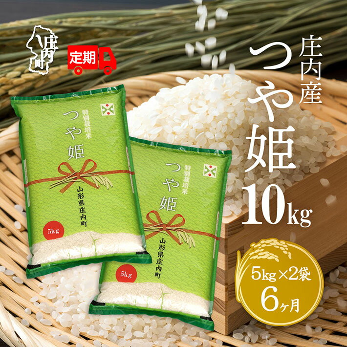 【ふるさと納税】＜10月下旬発送＞庄内米 6か月定期便！つや姫 10kg 5kg×2袋 （入金期限：2025.9.25） ふるさと納税 米 定期便 山形県 新米受付 新米