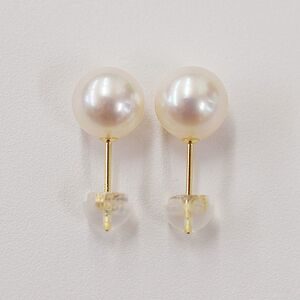 S085-589_あこや真珠 天草 ピアス 7.5mm - 8mm ホワイトピンク 真珠 