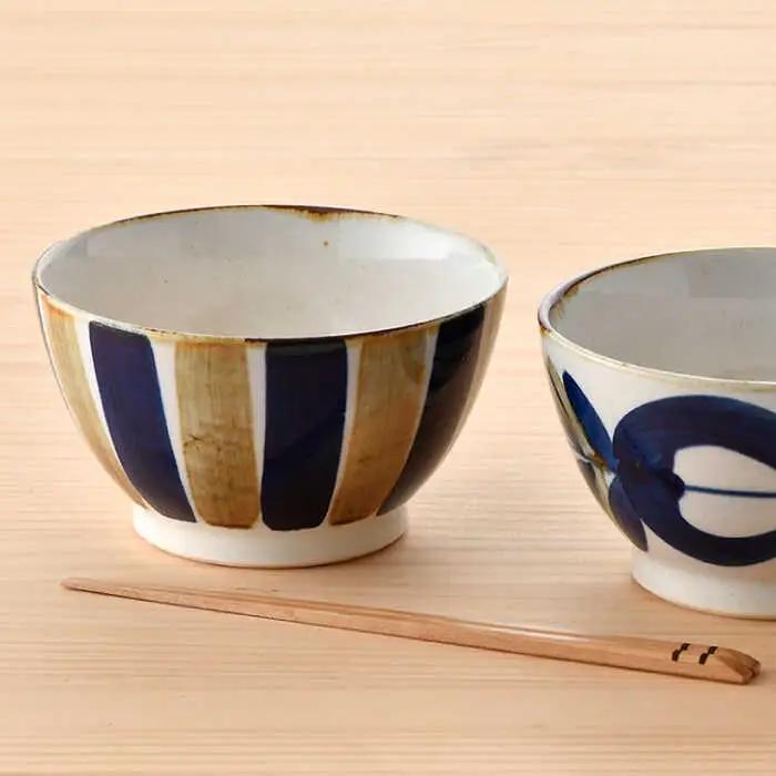 【波佐見焼】どんぶり 2点セット 草花紋×十草 藍ブルー 【藍染窯】 丼 ボウル ペア ラーメン鉢 丼鉢 和柄 [JC45]