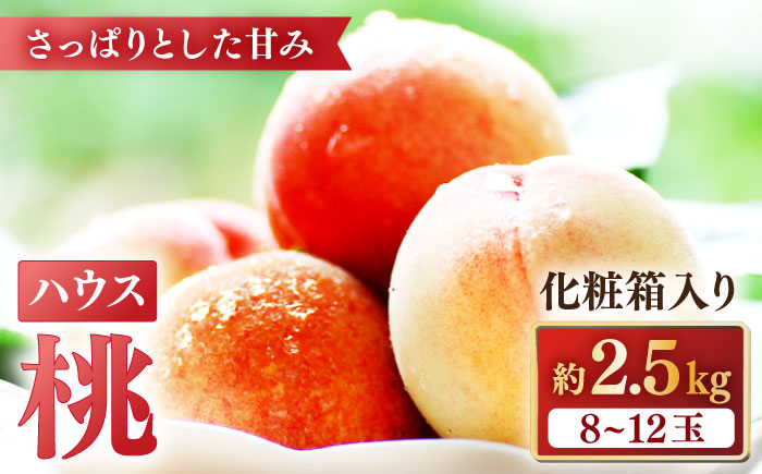 【2026年5月下旬～発送】【南島原の特別栽培】ハウス桃【約2.5kg】化粧箱 / 桃 もも モモ ピーチ 2.5kg デザート 旬 フルーツ 柔らかい 果物 / 南島原市 / ふくはちファーム [SBS006]