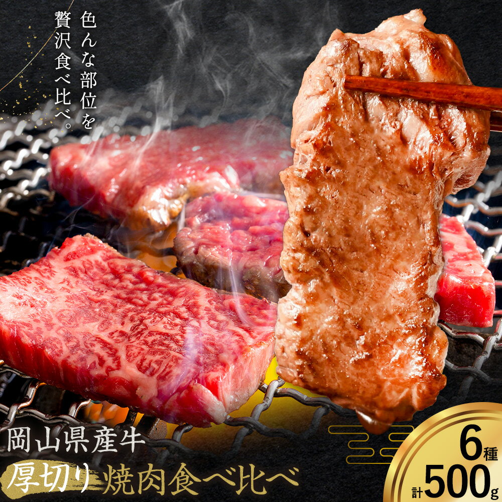 【ふるさと納税】牛肉 国産 焼肉用 厚切り 食べ比べ セット 岡山県産牛 交雑牛 全6種 計500g《60日以内に出荷予定(土日祝除く)》 岡山県 矢掛町 肉 三角バラ ナカバラ ソトバラ ウチモモ ラムイチ ブリスケ マル グルメ お取り寄せグルメ