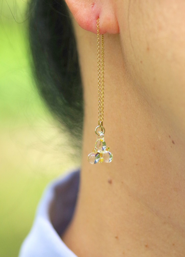 こがこもれびあーと　ピアス（ホタル） | 耐熱 ガラス アクセサリー ランプワークファクトリー 職人 繊細 フォーマル カジュアル ピアス 20代 30代 40代 _DP67