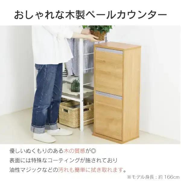 木製2分別ダストボックス ナチュラル おしゃれ ゴミ箱 完成品 燕三条製 [川口工器] 
