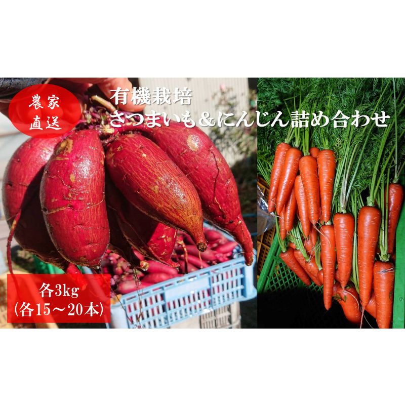 【ふるさと納税】有機栽培 秋野菜 さつまいも 3kg(10本程度)＋にんじん3kg (12～15本) 計6kg 詰め合わせ 群馬県産 東吾妻有 機JAS 認証取得 サツマイモ 人参 詰合せ 野菜セット 国産 国産野菜 野菜詰め合わせ 食材 根菜 　お届け：2025年11月上旬～12月上旬まで