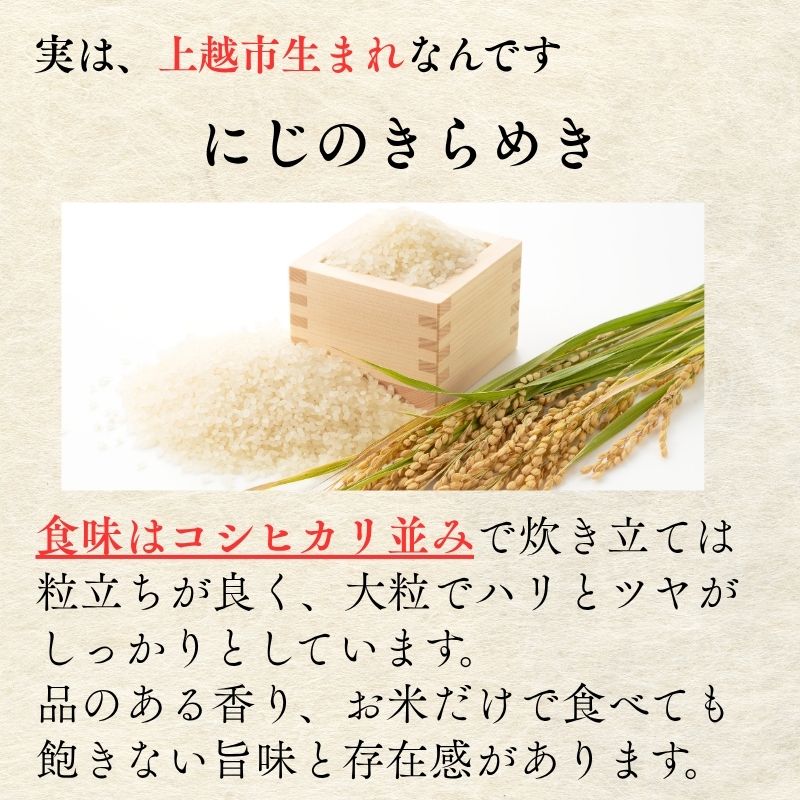 令和7年産 新潟県上越産米 にじのきらめき 5kg 雪中貯蔵米 