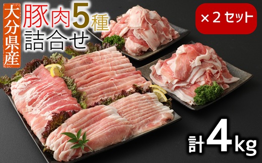 大分県産 豚詰合せ　５種類（合計約４kg）