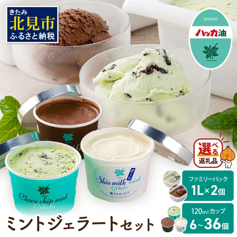 【ふるさと納税】【6/4までの入金で、父の日までにお届け】【選べる内容量】ミントジェラート カップ 6個〜36個 120ml 1L