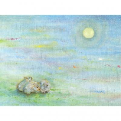 ふるさと納税 池田市 鈴木雄太アトリエ ウォンバット絵画 『それぞれのお月見』【ジクレー版画】額付き |  | 01