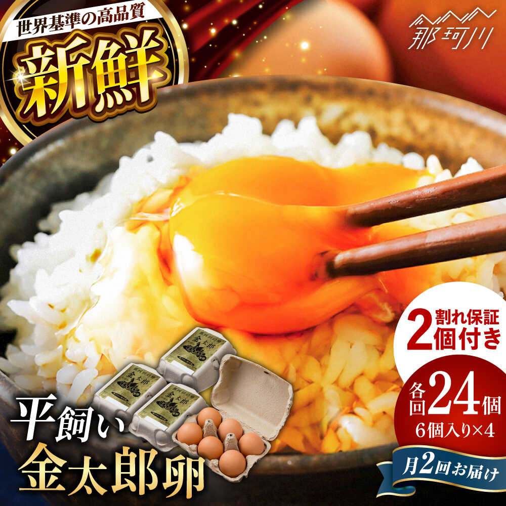 【ふるさと納税】＼月2回発送／【TVで紹介！】【鮮度AA級の世界最高ランク！】金太郎卵 たまご 定期便 平飼い 卵 計48個(24個×月2回)＜有限会社フジノ香花園＞那珂川市[GAM038]