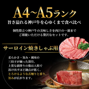 神戸牛 ステーキ & サーロイン 焼きしゃぶ用 ヒレ もも 3種食べ比べ Eセット 計6枚