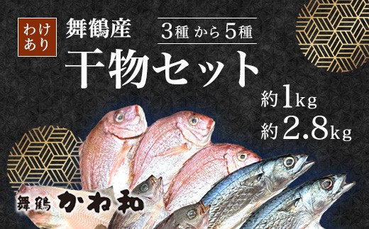 
                  【訳あり】 干物 約1kg～2.8kg 3～5種類 セット 塩のみで製造 詰め合わせ 冷凍 カレイ あじ サバ イサキ トビウオ 鯛 タイ ひもの 不揃い おすすめ お取り寄せ 魚 冷凍 新鮮 海鮮 京都府 舞鶴市
                
