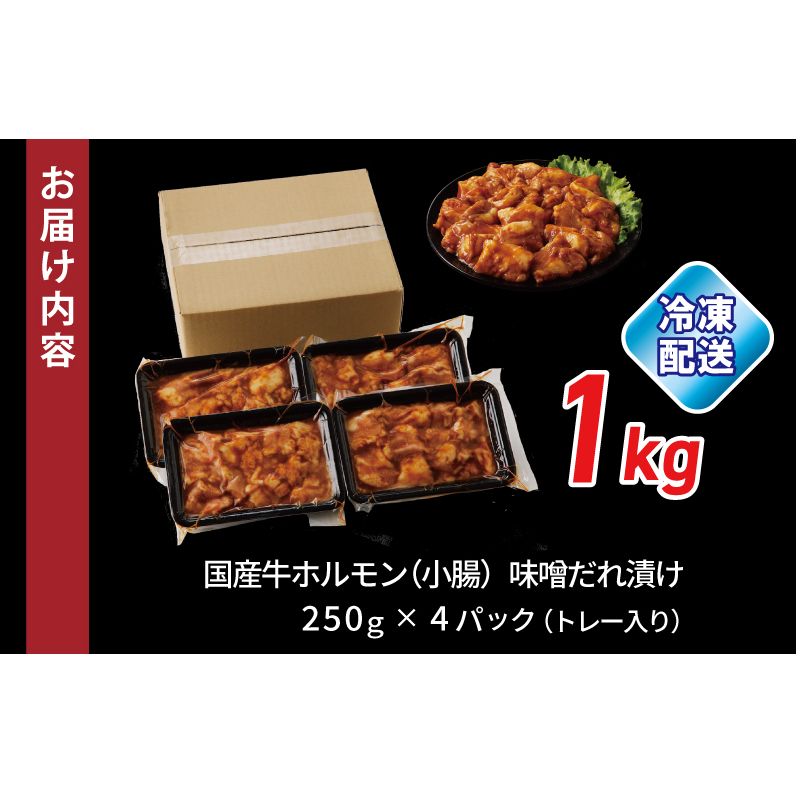 国産 牛肉 ホルモン 1kg 味噌だれ漬け 焼肉用 小分け 250g×4P 010B1519_イメージ5