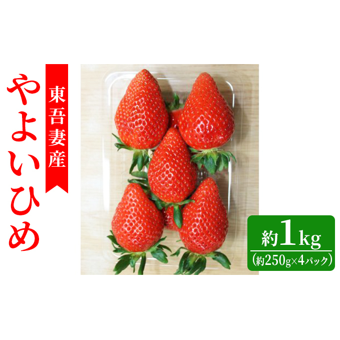 【東吾妻町産】いちご やよいひめ 約250g×4パック 果物 ストロベリー フルーツ デザート 甘味が強い 酸味まろやか 国産 直送 産地直送 食後 おやつ 