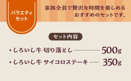 【牧場直送】しろいし牛 食卓にうれしいバラエティ セット（切り落とし 500g＆サイコロステーキ 350g）【有限会社佐賀セントラル牧場】[IAH195]