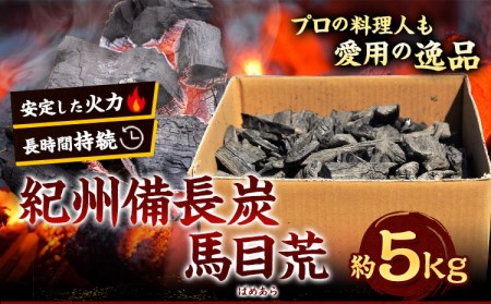 紀州備長炭 馬目荒 約5kg 株式会社紀 《30日以内に出荷予定(土日祝除く)》 和歌山県 日高川町 備長炭 炭 プロの 料理人 愛用 BBQ 焼肉 炭火焼き キャンプ レジャー 囲炉裏 国産 備長炭 川遊び ロッジ 行楽 安全 安心 火起こし 大活躍