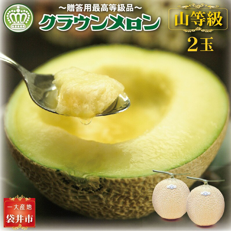 【ふるさと納税】クラウンメロン 山等級 2玉 静岡 メロー静岡 メロン マスクメロン 温室メロン 高級メロン 山 山級 青肉 2個入り 高級 フルーツ 果物 デザート おやつ 静岡県産 静岡県 袋井 袋井市　お届け：◆返礼品到着後、すぐに状態をご確認ください◆