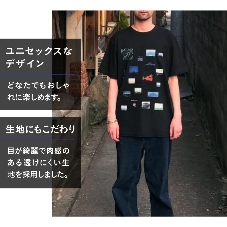 Tシャツ 半袖 BLACK Mサイズ 「OvO Fuji Photo Tee」 ユニセックス カジュアル