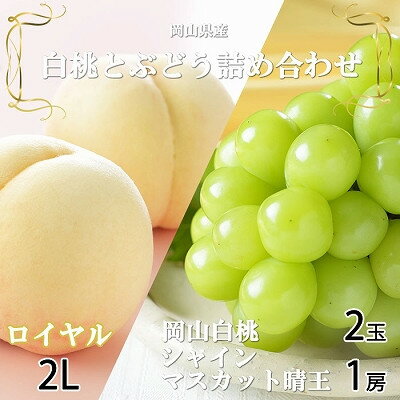 【ふるさと納税】【先行予約】岡山県産　岡山白桃ロイヤル2L250g×2玉・シャインマスカット晴王500g×1房　詰合【配送不可地域：離島・北海道・沖縄県】【1308770】