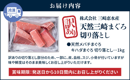 B10-005 【訳あり】天然三崎まぐろ1kg たっぷり10人分！不揃い赤身 SDGs 家計応援 刺身 海鮮