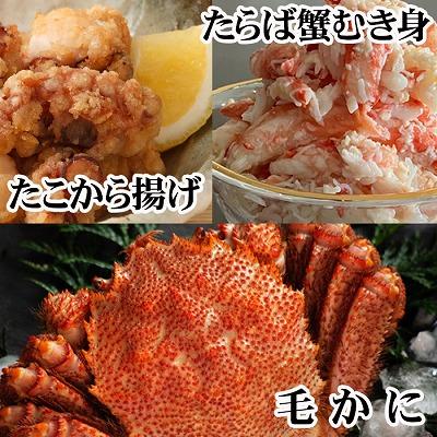 ふるさと納税 根室市 毛かに2尾・タラバむき身300g・たこから揚げ4P D-76021