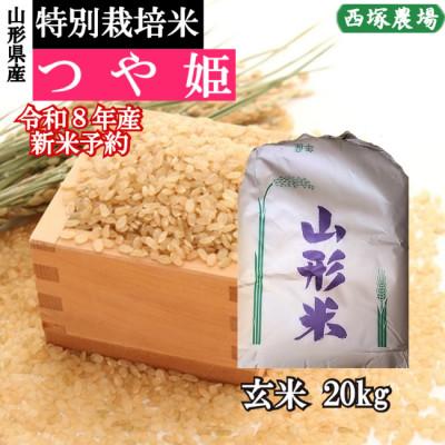 ふるさと納税 最上町 【先行受付】令和8年産　特別栽培米つや姫　玄米 20kg　山形県産　西塚農場のお米